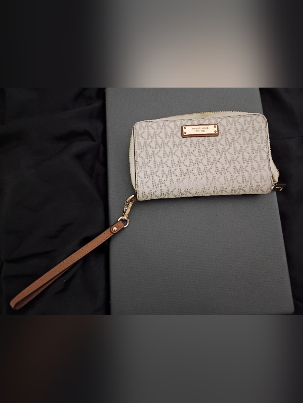 Michael Kors Beige and Brown Signature Wristlet